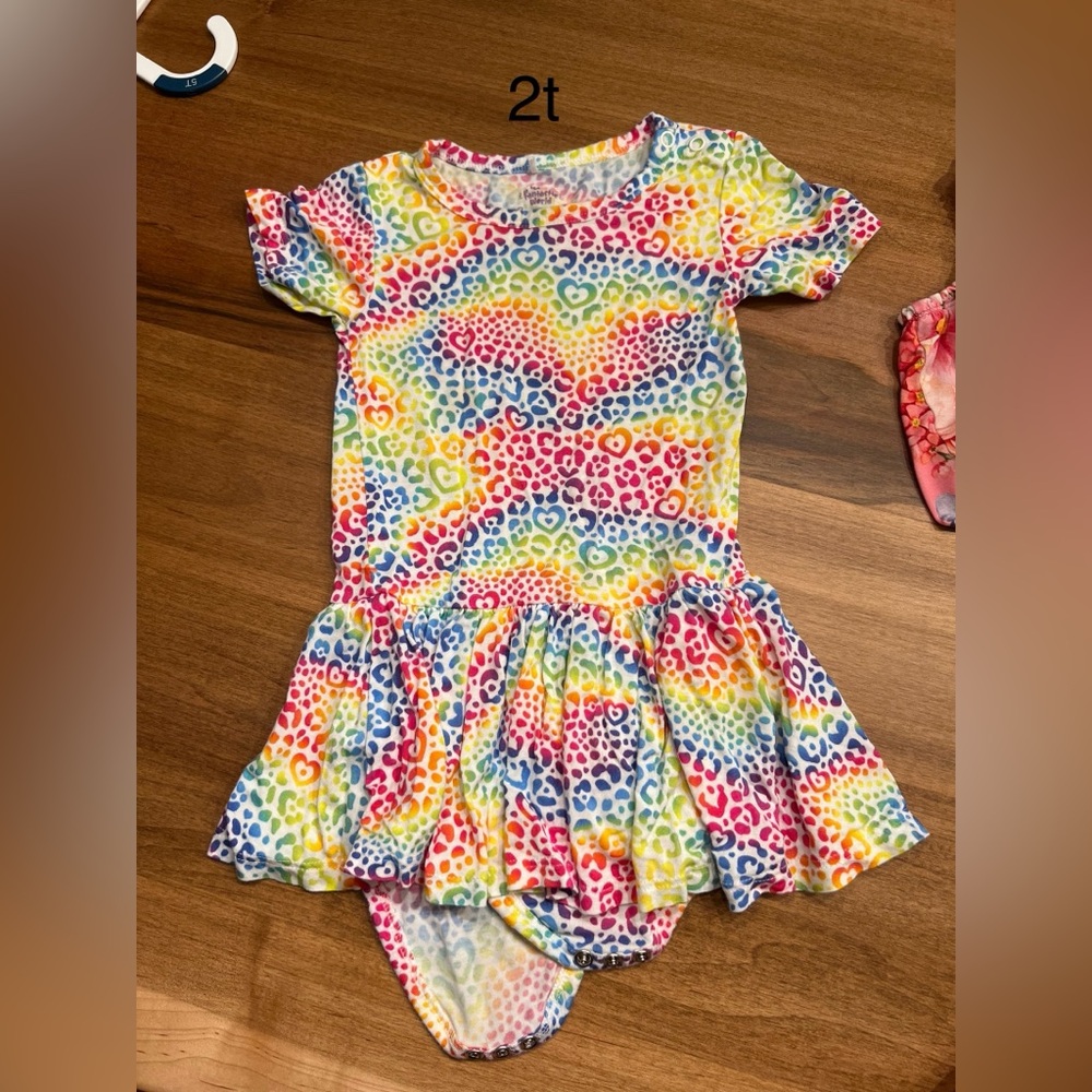 Rainbow leopard Lisa Frank twirl bodysuit